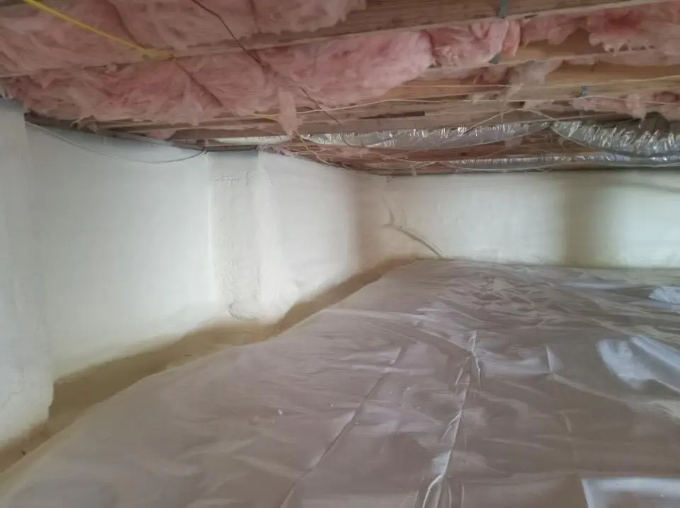 Crawl space encapsulation with closed-cell spray foam for Flat Roof Repair in Crown Point